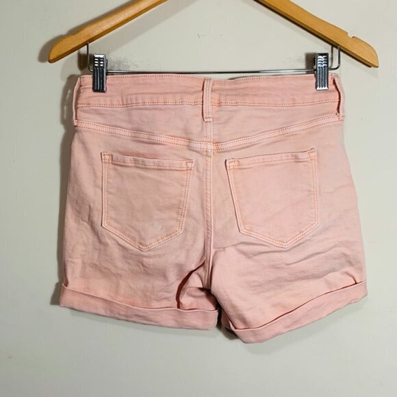 Old Navy Distressed High Rise Midi Shorts in Peachy Pink Women's Size 0 - Picture 4 of 7